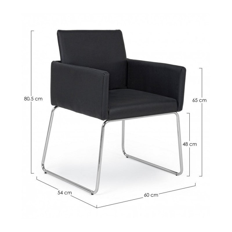 Silla con reposabrazos en símil piel Negro SIXTY 60x54x h80,5 cm