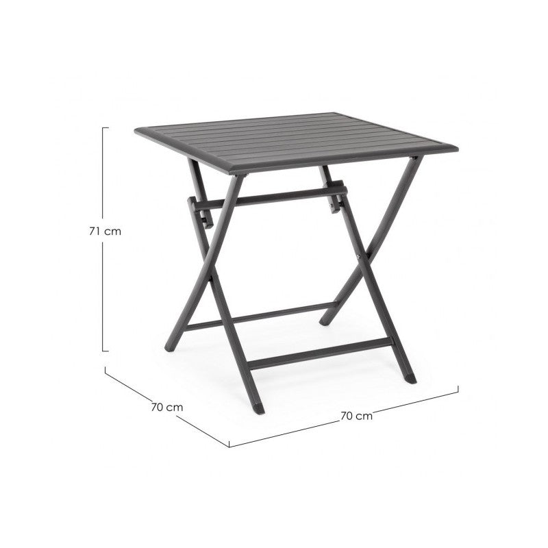 ELIN Mesa exterior plegable de aluminio antracita 70x70x h71 cm