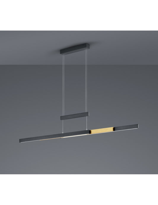 Lámpara de oficina moderna Trajan con atenuador táctil doble LED, iluminación en trío de latón y negro