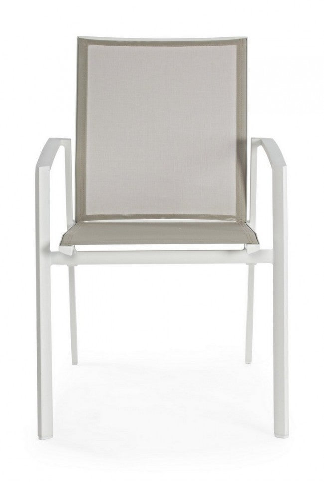Silla de jardín blanca Cruise con reposabrazos