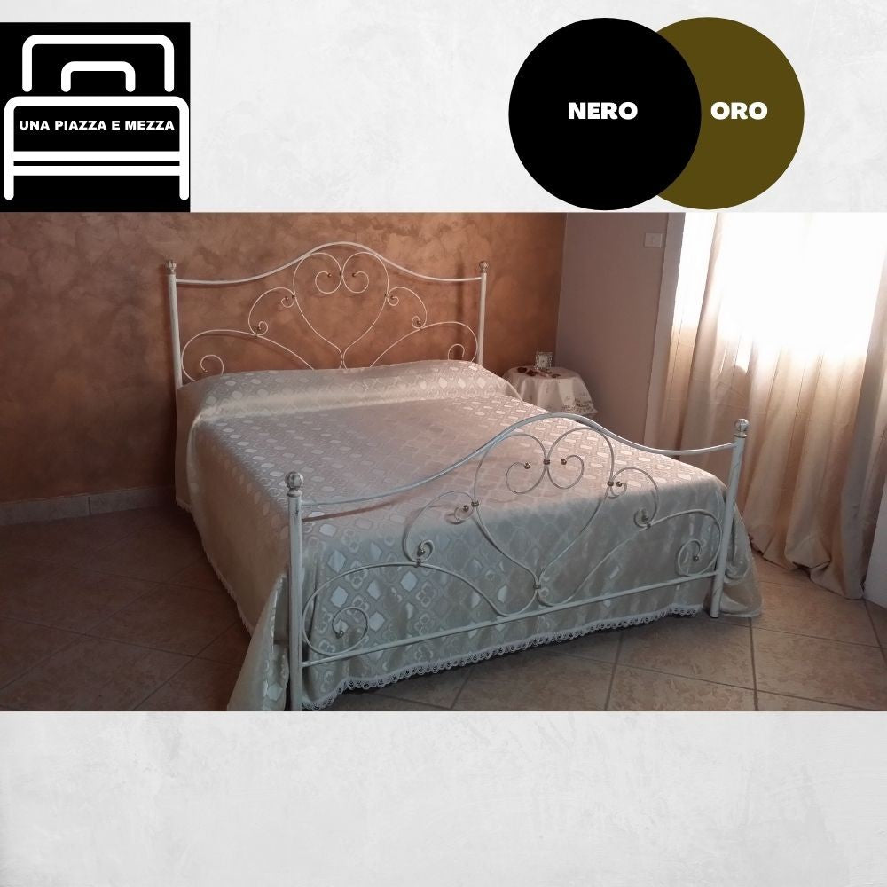 Cama queen size Poppy hierro forjado negro oro