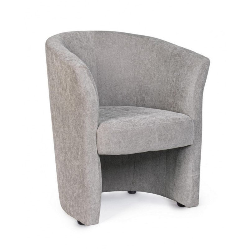 Sillón de madera y tela gris claro BELICE 64,5x63x h76 cm