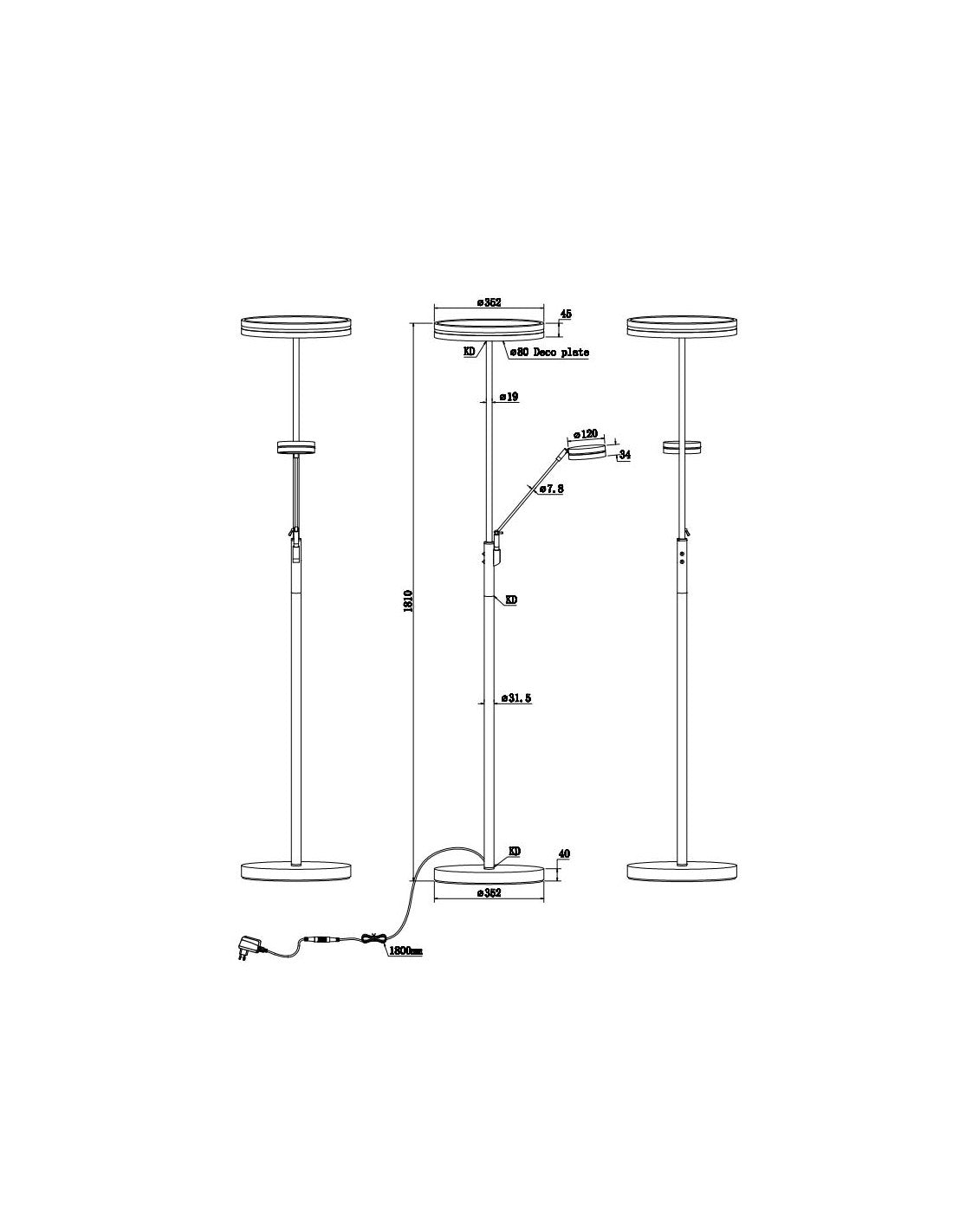 Lámpara De Pie Touch Dimmer Led Con Punto De Lectura Franklin Satin Brass Trio Lighting