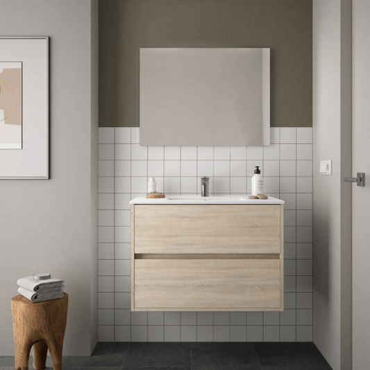 Mueble de baño suspendido Tovel roble 80x46x54 H