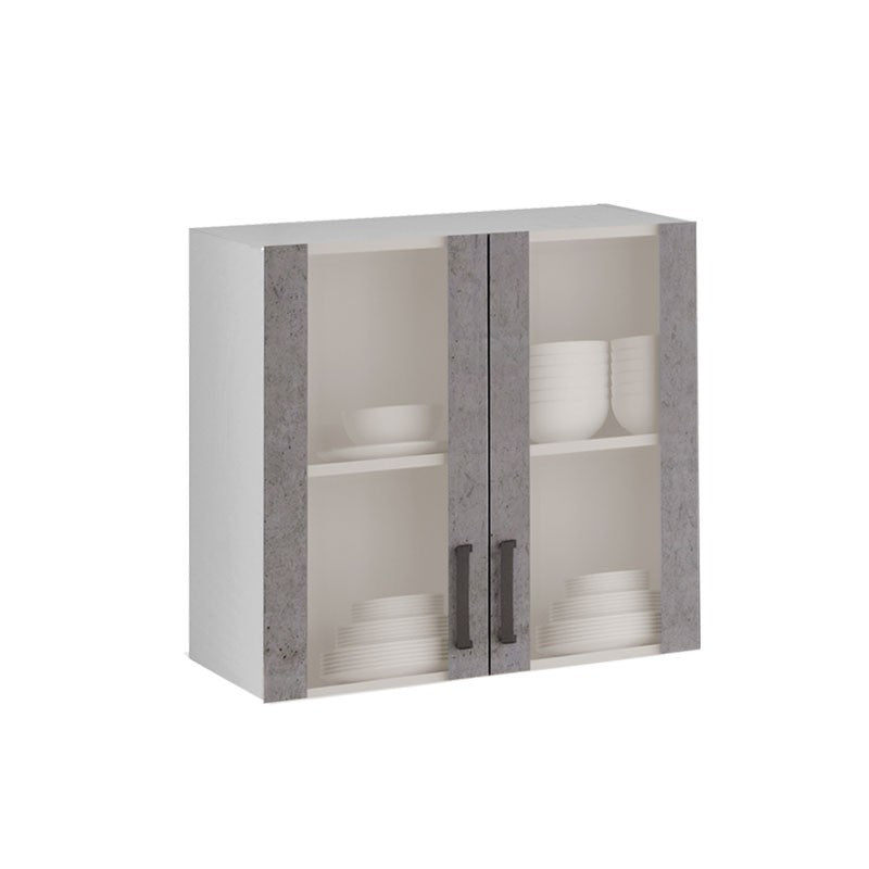 Mueble de pared con 2 puertas gris hormigón en madera de melamina Al.72x80x32 cm