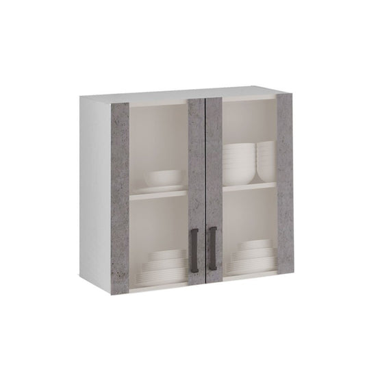 Mueble de pared con 2 puertas gris hormigón en madera de melamina Al.72x80x32 cm
