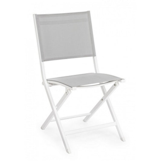 Silla De Exterior En Aluminio Gris Blanco Elin 47X57X H88 Cm