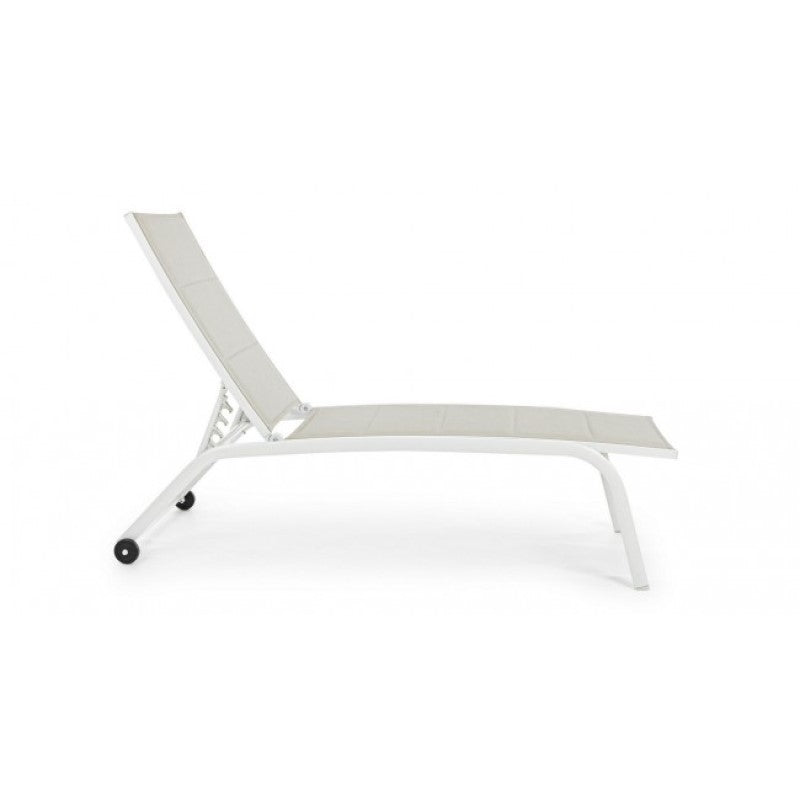 Tumbona alta de aluminio blanco con ruedas Cleopas