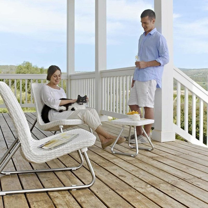 Conjunto de exterior para balcón, bistro, muebles de jardín blanco keter