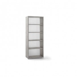 Librería moderna de melamina con cuatro estantes abiertos Cemento DOUBLE 71x41x h182 cm