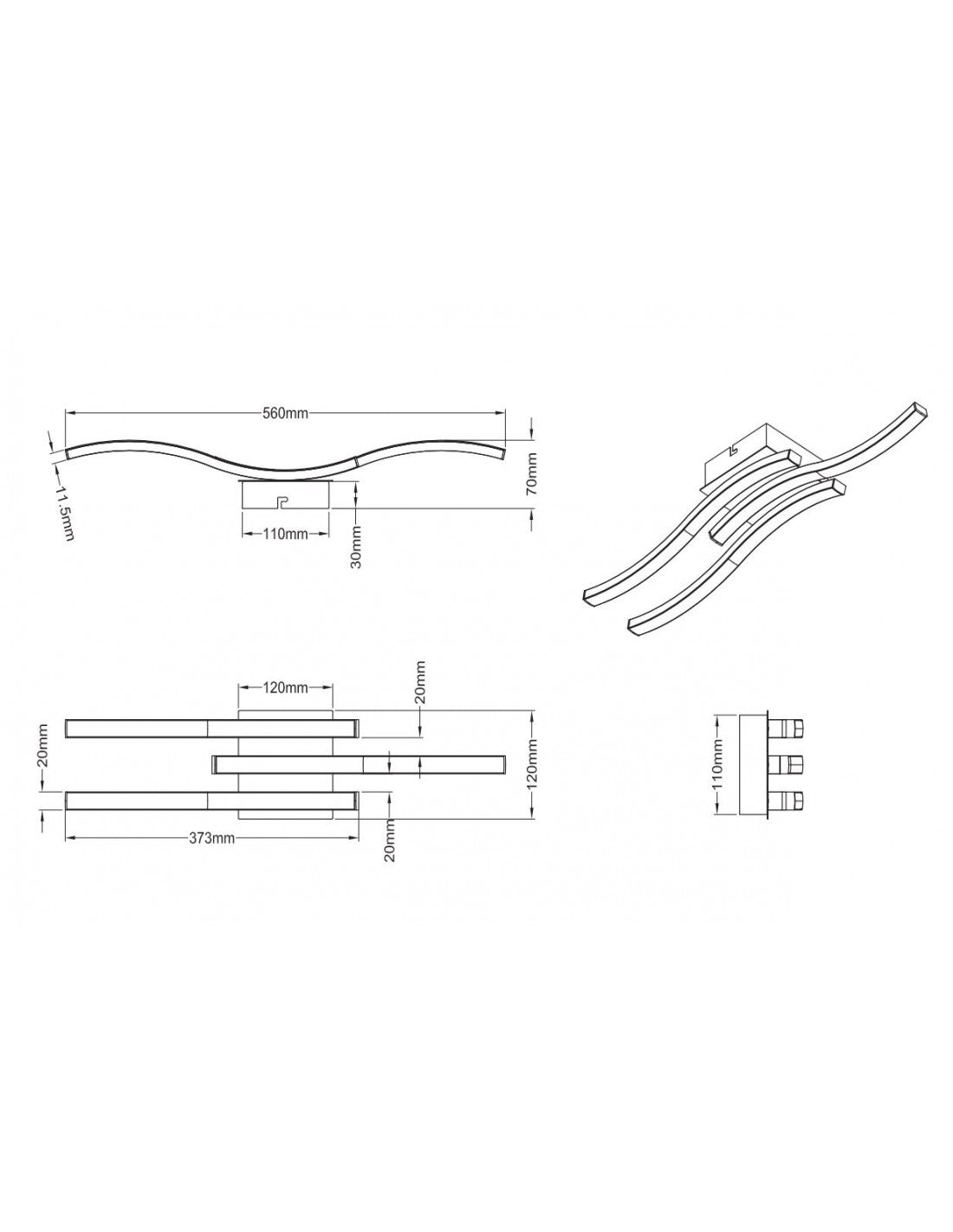 Plafón Moderno LED Varillas 4000k Ruta Nichel Trio Lighting