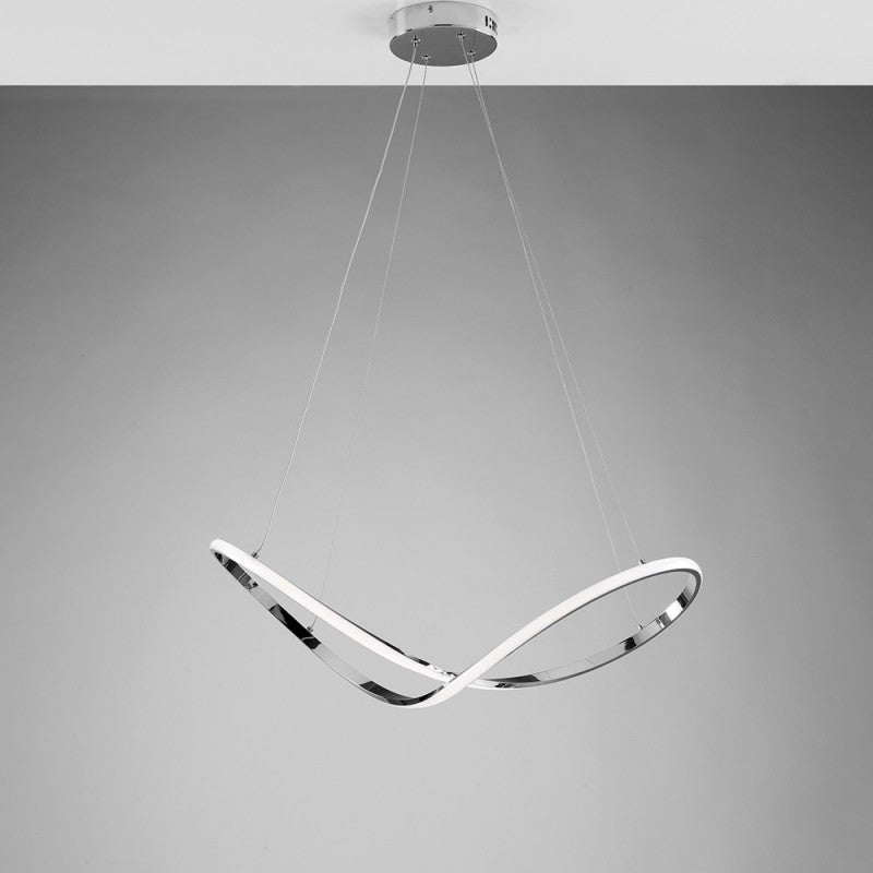 Lámpara colgante de metal y aluminio Cromo pulido LED integrado 70x29 h150 cm