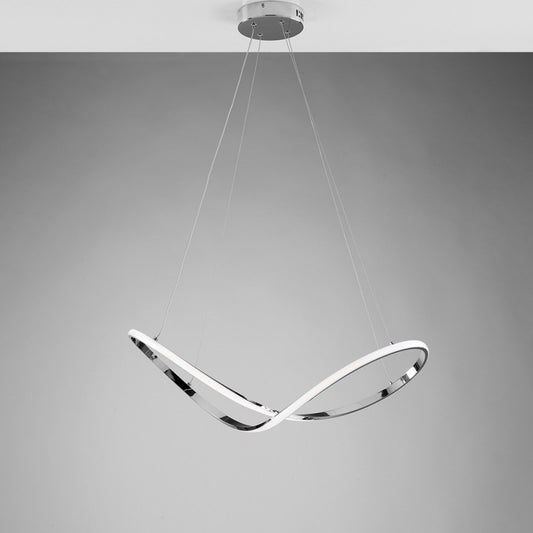 Lámpara colgante de metal y aluminio Cromo pulido LED integrado 70x29 h150 cm