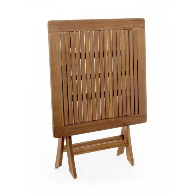 Mesa plegable de exterior Noemi en madera de acacia 70x70x h73 cm