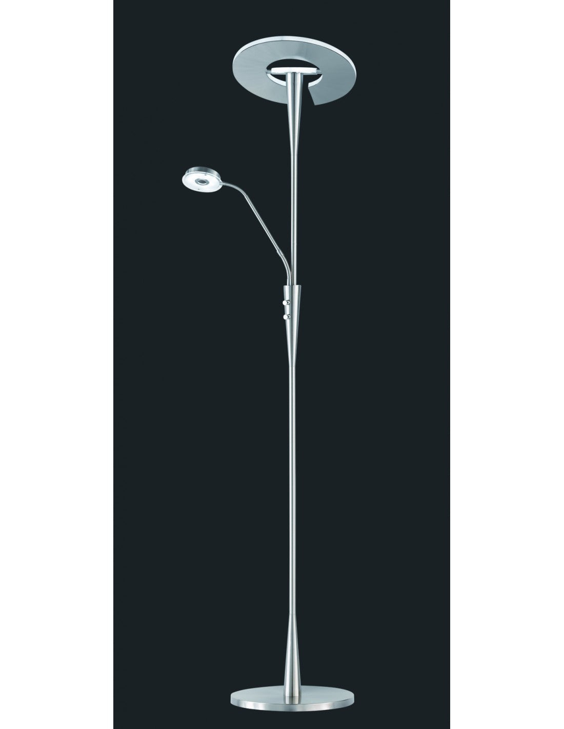 Lámpara de pie LED con foco de lectura regulable Quebec Nichel Trio Lighting