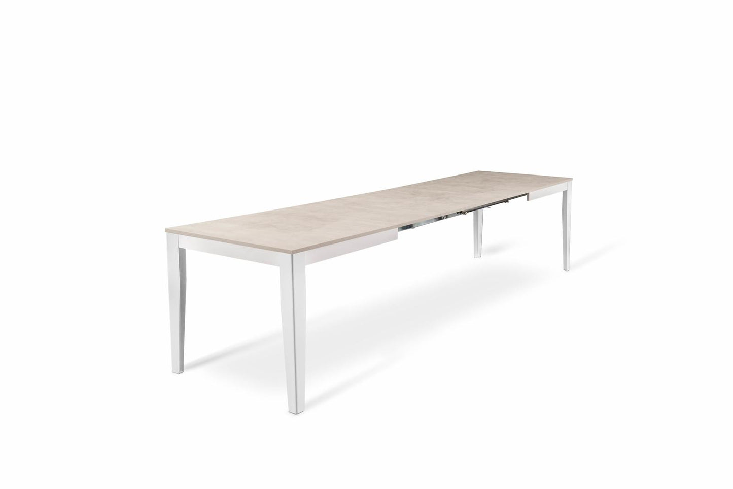 Mesa extensible de hormigón blanco 80 cm x 130-290 cm Alt. 76 cm