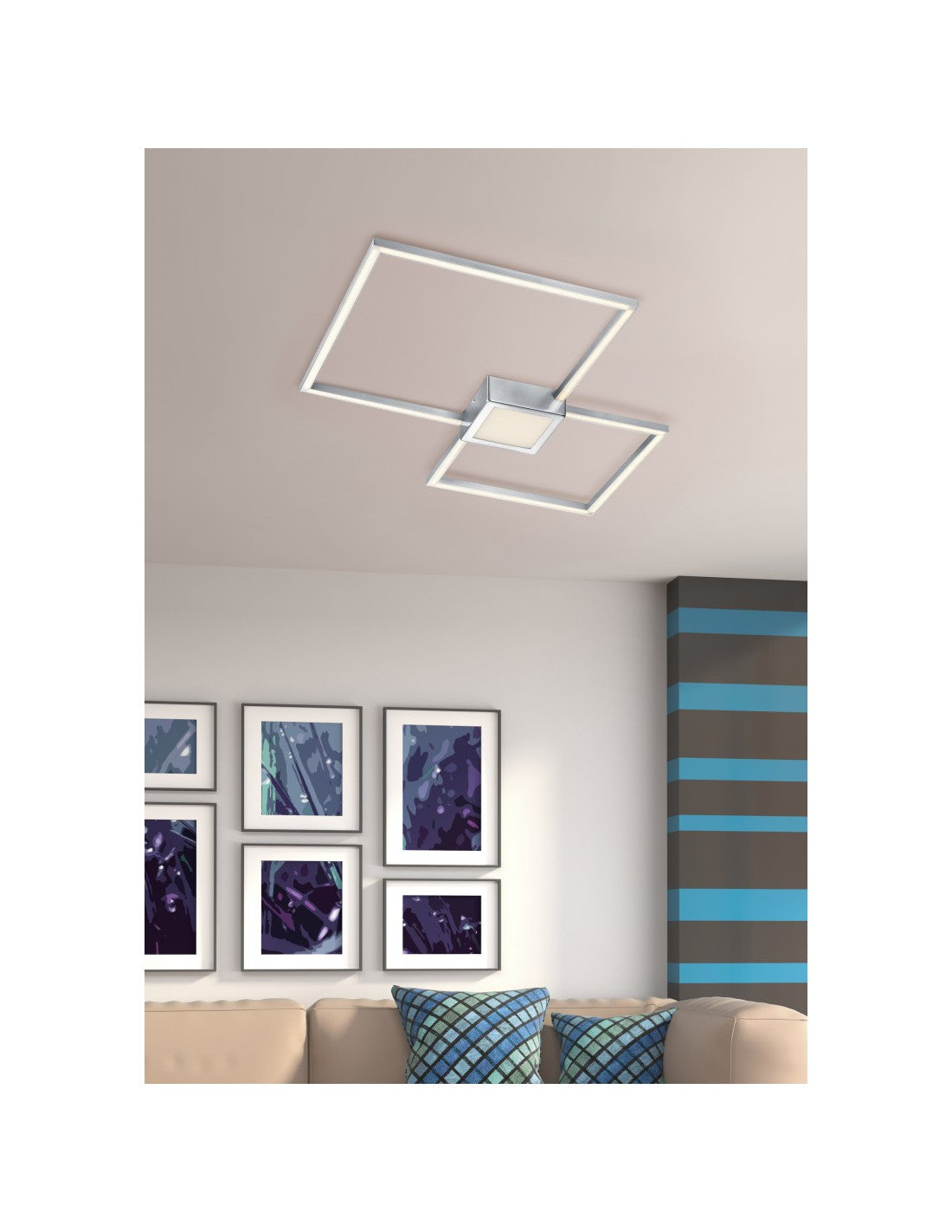 Lámpara de techo LED Hydra Double Square 28w Níquel L65 cm Regulable Trio Lighting