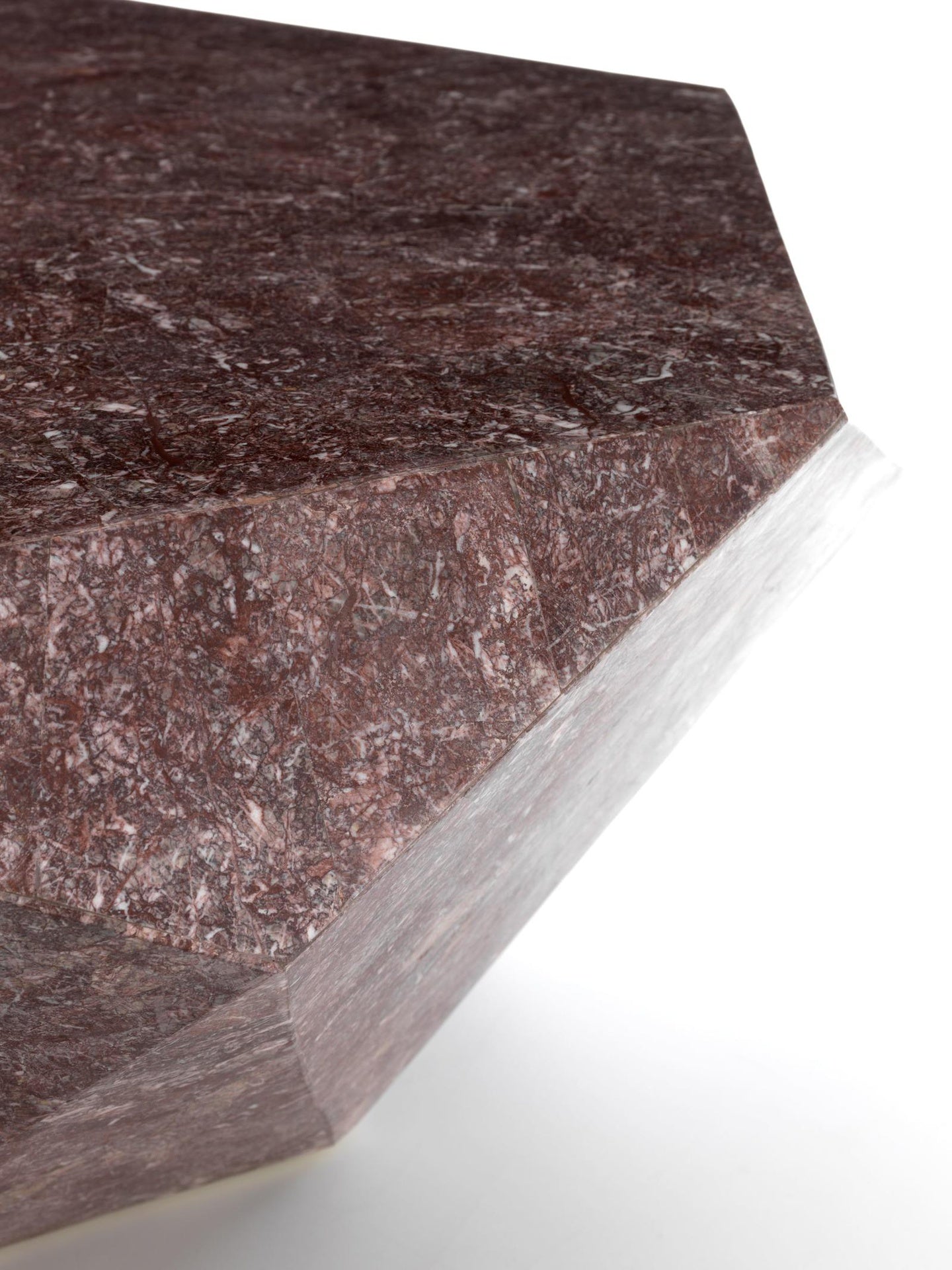 Mesa de centro de piedra fósil con tapa violeta 102x102x40h cm