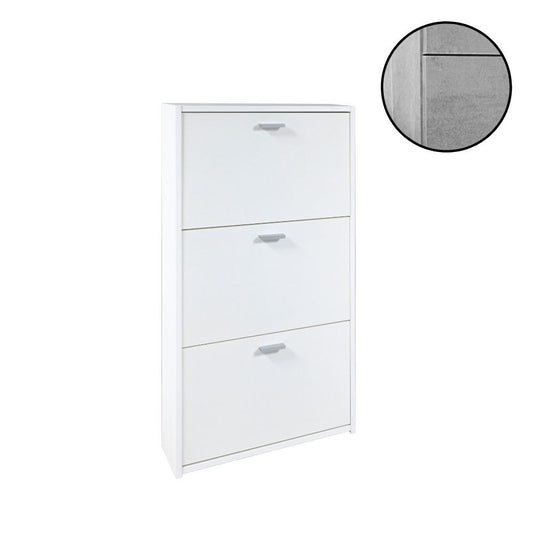 Zapatero Slim con 3 puertas de hormigón 63x16,5x111