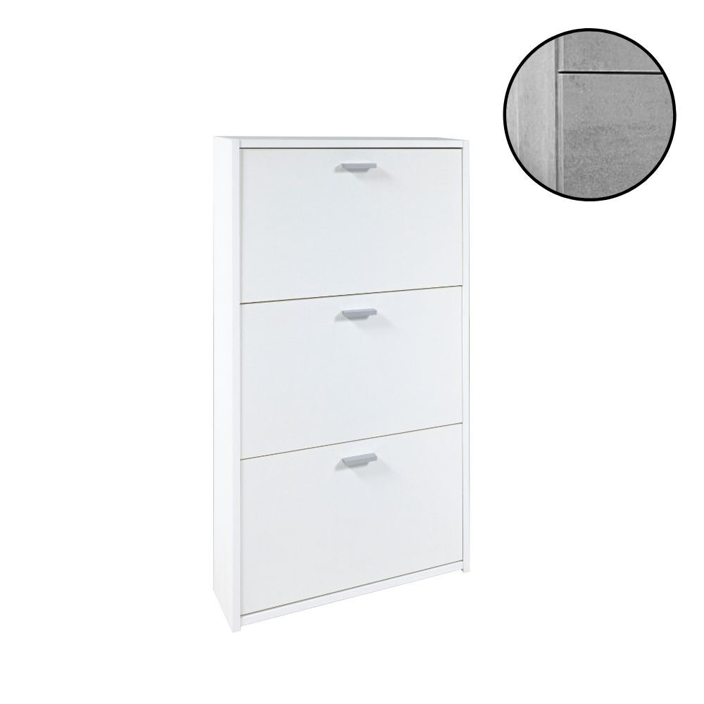 Zapatero Slim con 3 puertas de hormigón 63x16,5x111