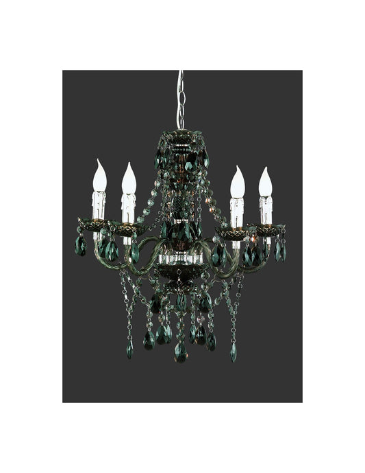 Lámpara de araña de 5 brazos Lüster Classic cromada y negra con colgantes decorativos Trio Lighting