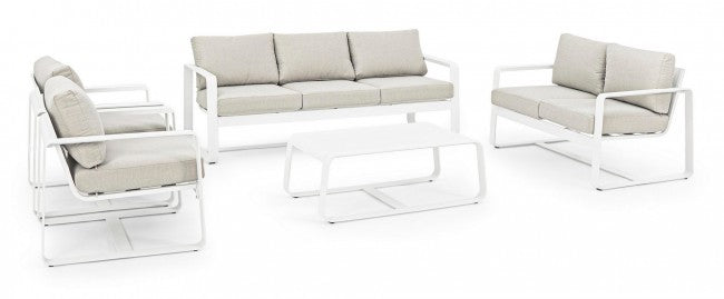MERRIGAN mesa de centro exterior aluminio blanco 105x62x h38 cm