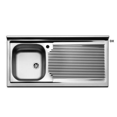 Fregadero sobre encimera de acero inoxidable, 1 seno, 100 cm, con escurridor izquierdo