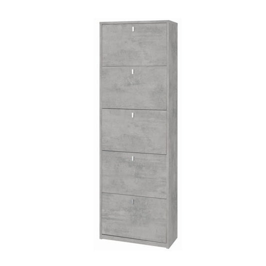 Zapatero delgado de cinco puertas que ahorra espacio Beton Cemento 63x29x h190 cm