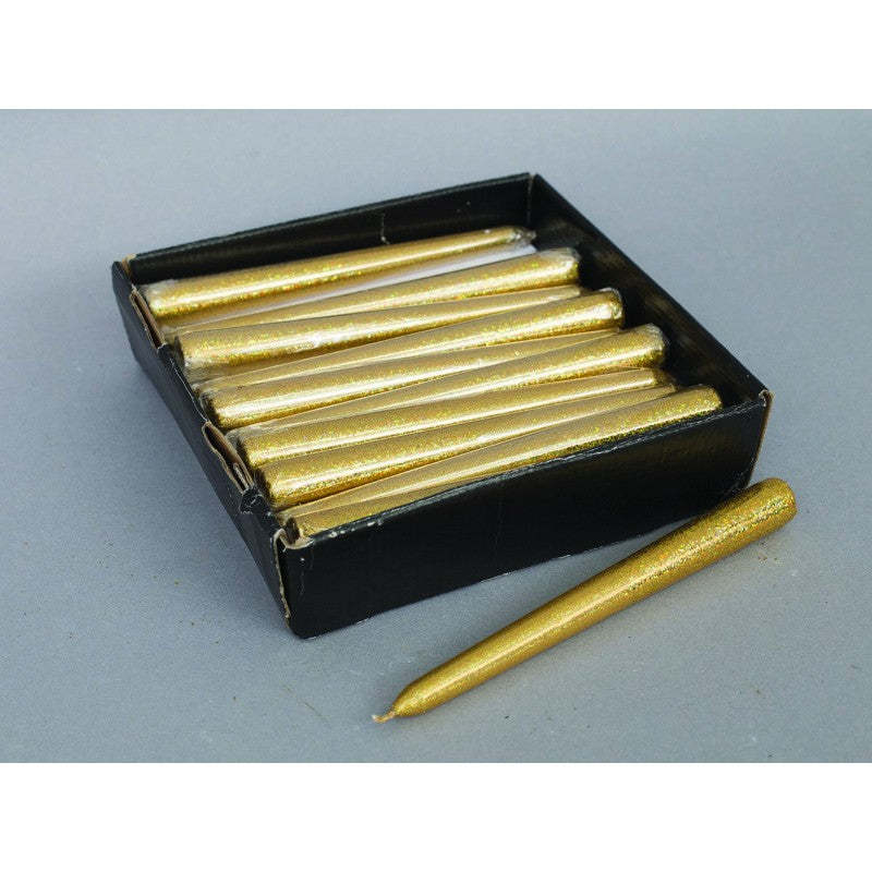 Vela navideña purpurina dorada 20 cm uds 1