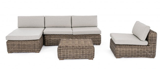 Mesa de centro en aluminio y fibra sintética estilo natural 83x83