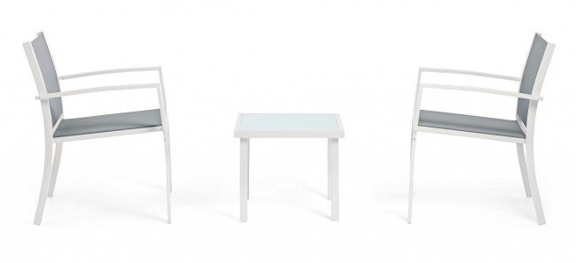 Conjunto de salón de jardín de 3 piezas en metal Auri blanco