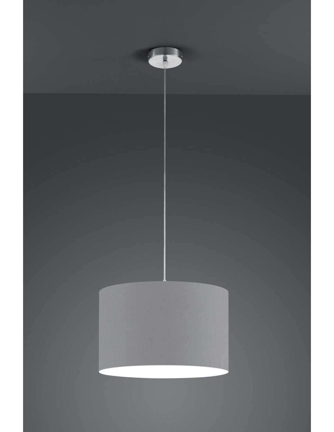Lámpara Colgante Única Hotel Gris Pantalla Ø40 cm Trio Lighting