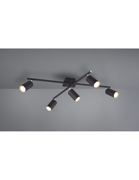 Lámpara de Techo 5 Focos Orientables Marley Negro Trio Lighting
