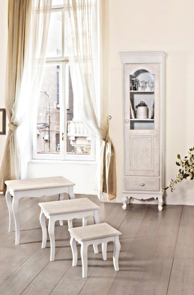 Conjunto clásico de 3 mesas de centro Clorine en madera.