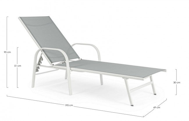Tumbona Arent en acero y con reposabrazos blancos 195 cm