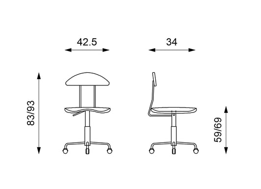 Silla polipropileno azul 34x42,5x83/93h cm
