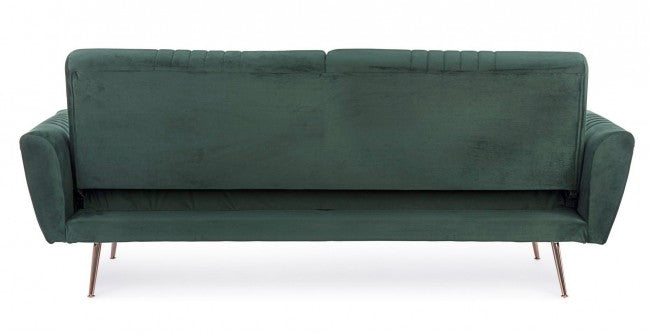 Sofá cama de tres plazas en terciopelo Verde Oscuro JOHNNY 210x83x h85 cm