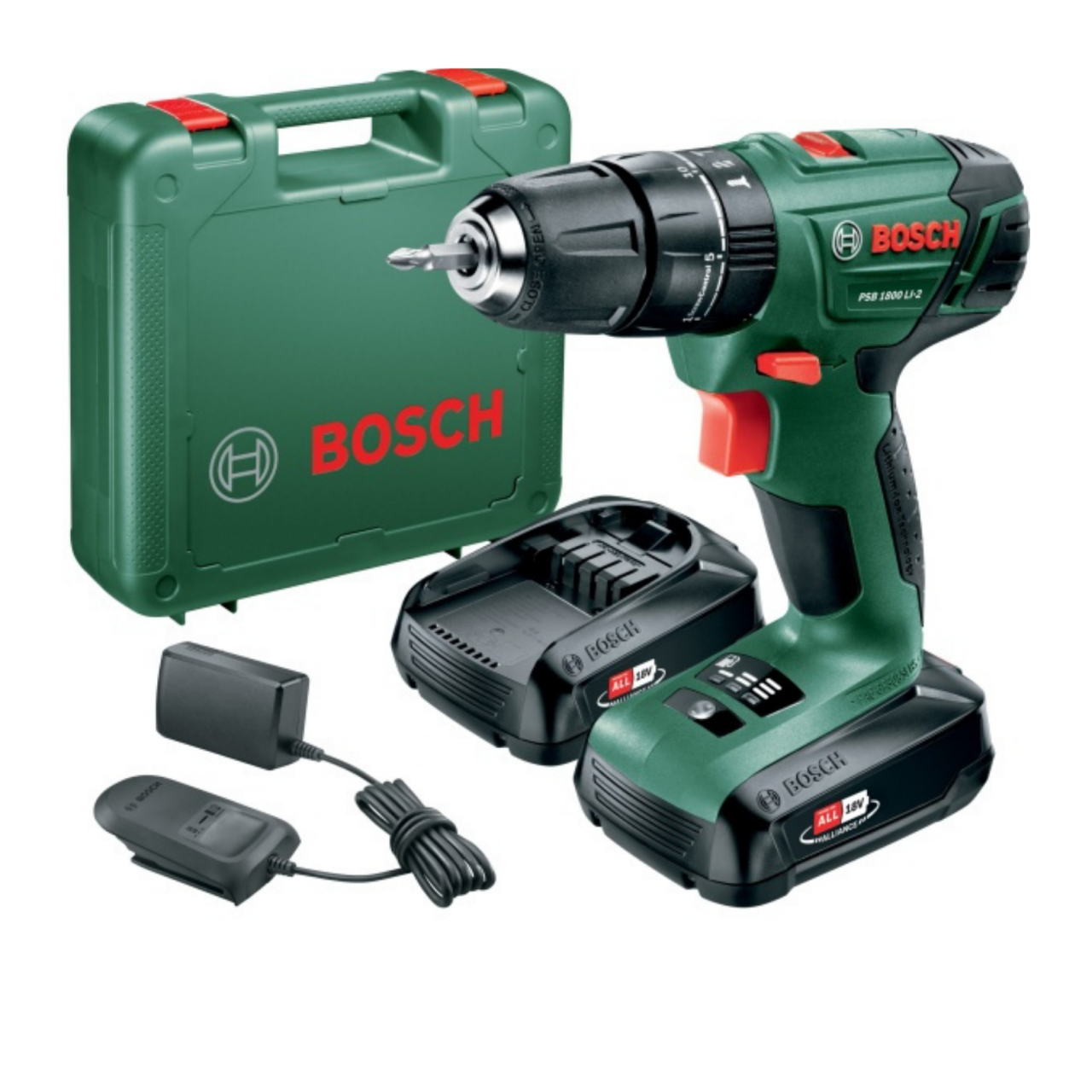 Taladro Bosch-V 2 Baterías 1,5Ah PSB 1800 LI-2