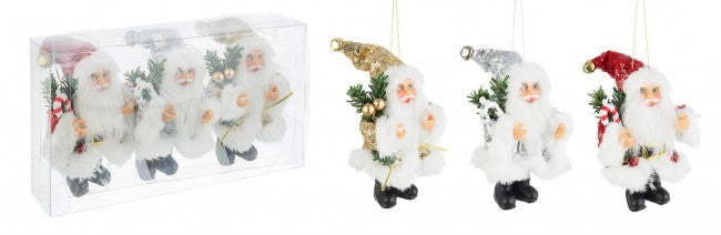 Paquete de 6x 3 culos colgantes con lentejuelas de Papá Noel