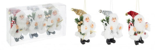 Paquete de 6x 3 culos colgantes con lentejuelas de Papá Noel