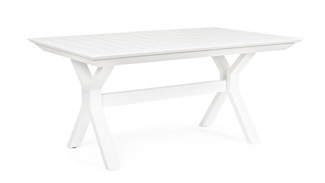 Mesa de jardín extensible Kenyon blanca 180-240 x 100 cm