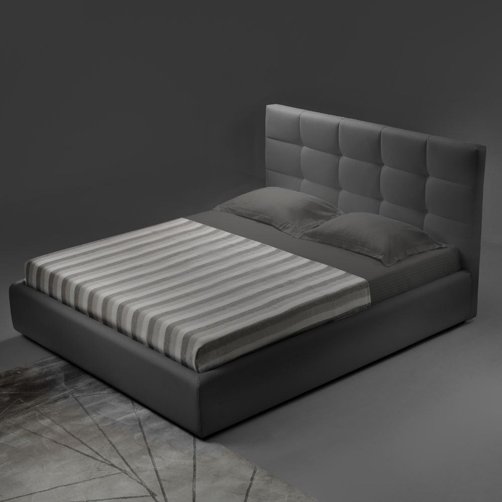 Cama doble con contenedor Napoli gris