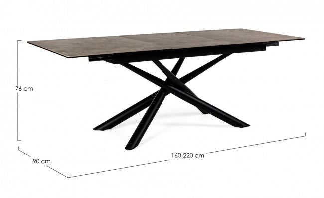 Mesa extensible Seyfert con tapa de cerámica 160-220x90 cm