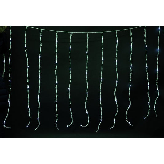 Cortina 144 LED Blanco efecto lluvia 300x 90 cm
