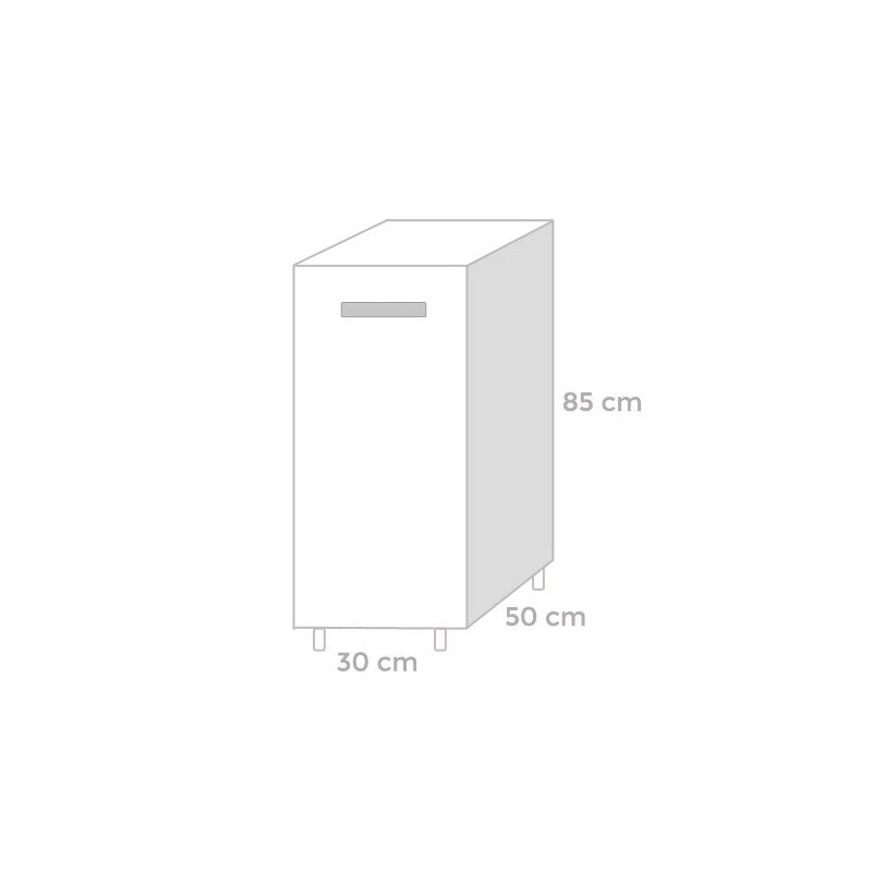 Mueble de cocina Fresno blanco 1 puerta 30x50xH 85 cm