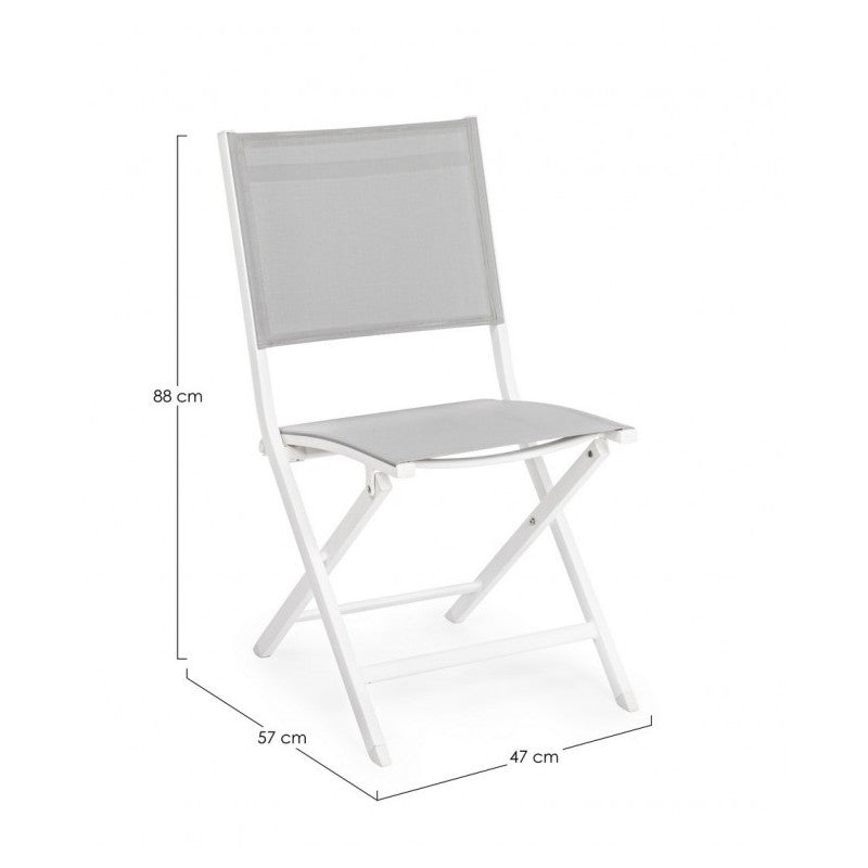 Silla De Exterior En Aluminio Gris Blanco Elin 47X57X H88 Cm