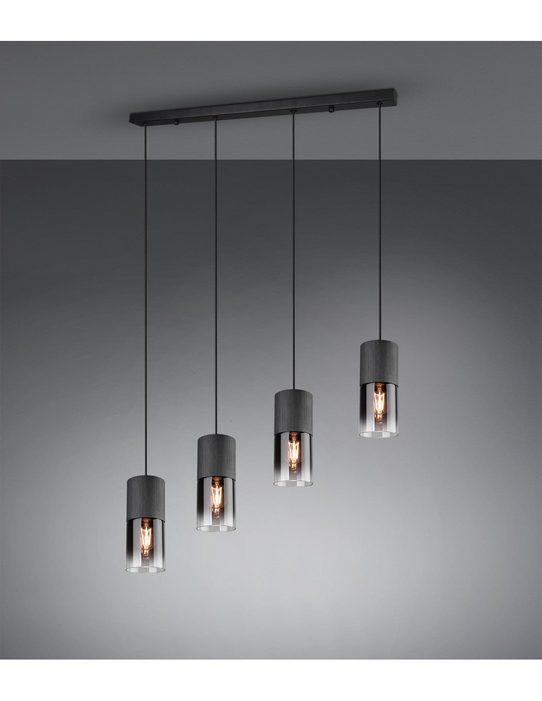 Lámpara colgante vintage 4 x E27 Robin de metal negro Trio Lighting
