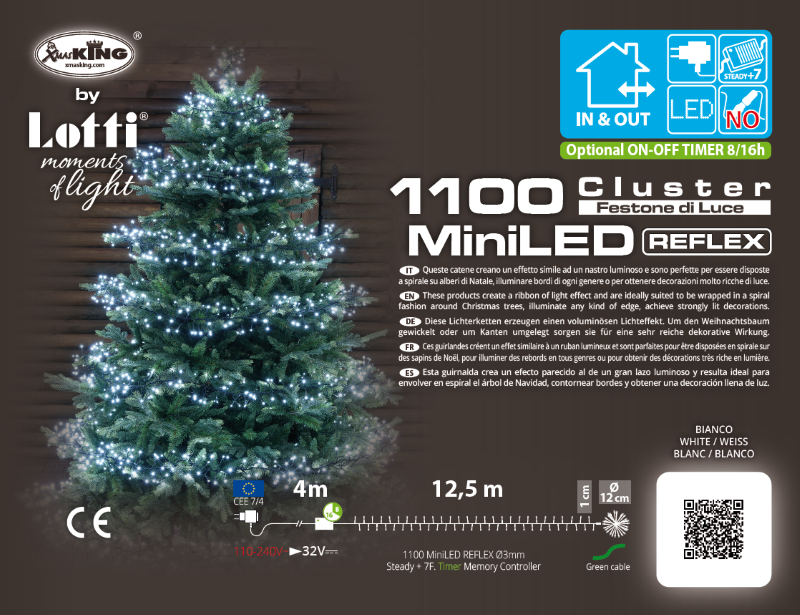 Cadena LED blanco frío 1100 MiniLED 11,5m