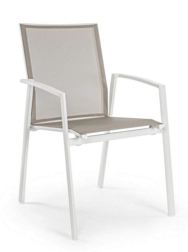 Silla de jardín blanca Cruise con reposabrazos