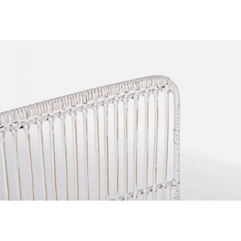 Silla de estilo moderno en acero y kubu blanco LUCILA 45x55x h85 cm